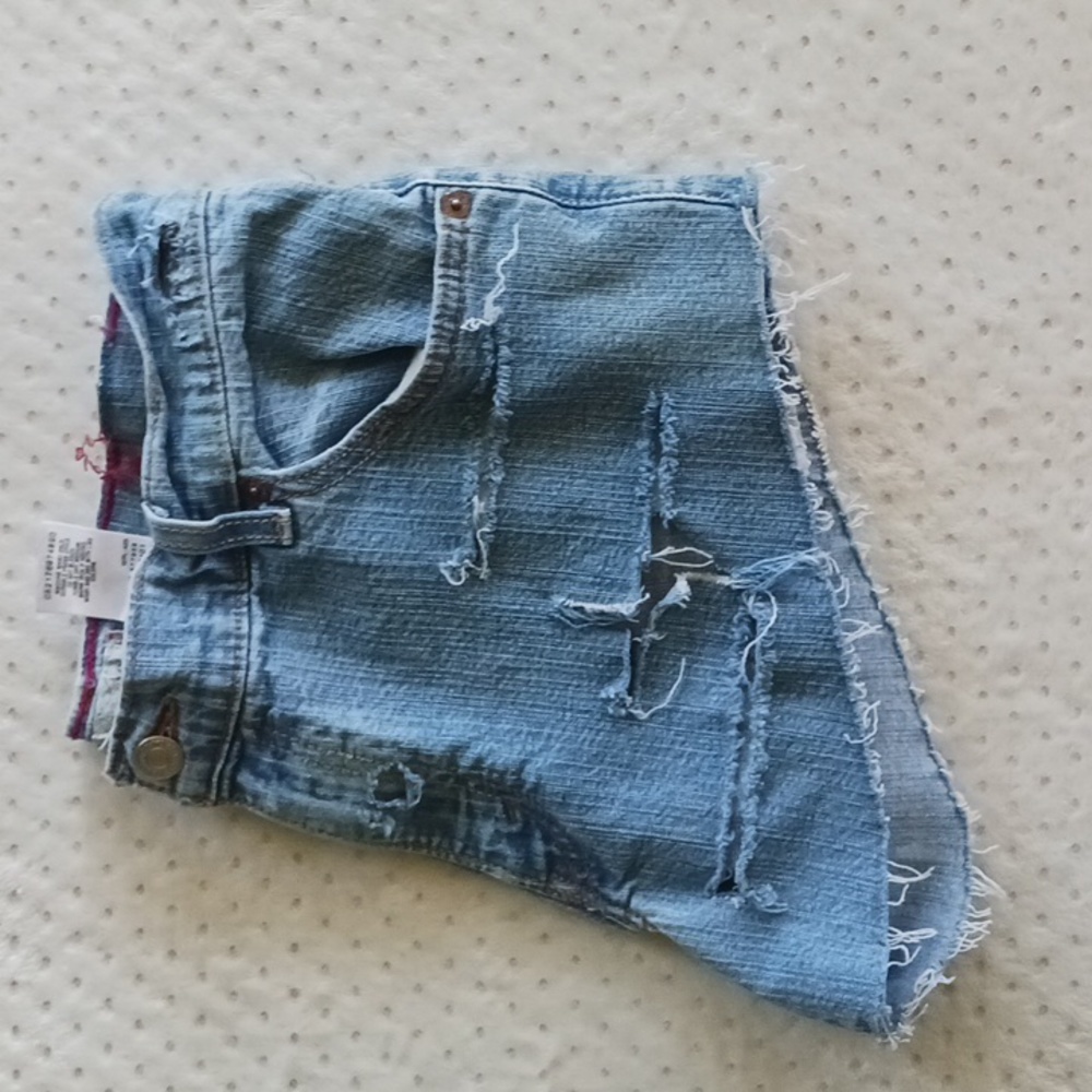 Levi cut off jean shorts. Distressed customized  unique one of a kind - Picture 14 of 15
